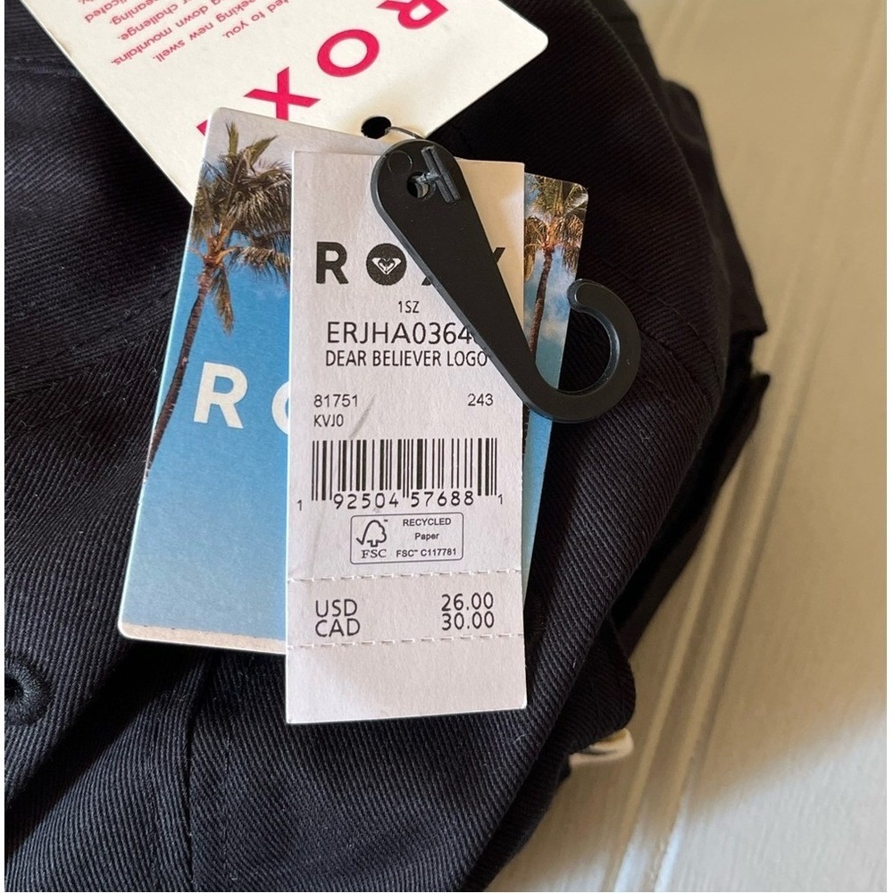 Roxy Dear Believer Logo Baseball Hat Black Womens One Size Adjustable Cotton NWT - Picture 3 of 12